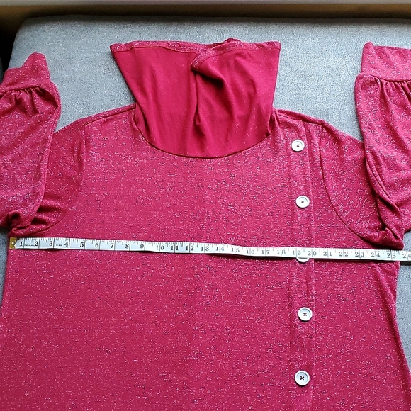 ADRIENNE VITTADINI Red Cowl Metallic Thread Long Sleeve Sweater SIZE: 2X - Picture 7 of 11